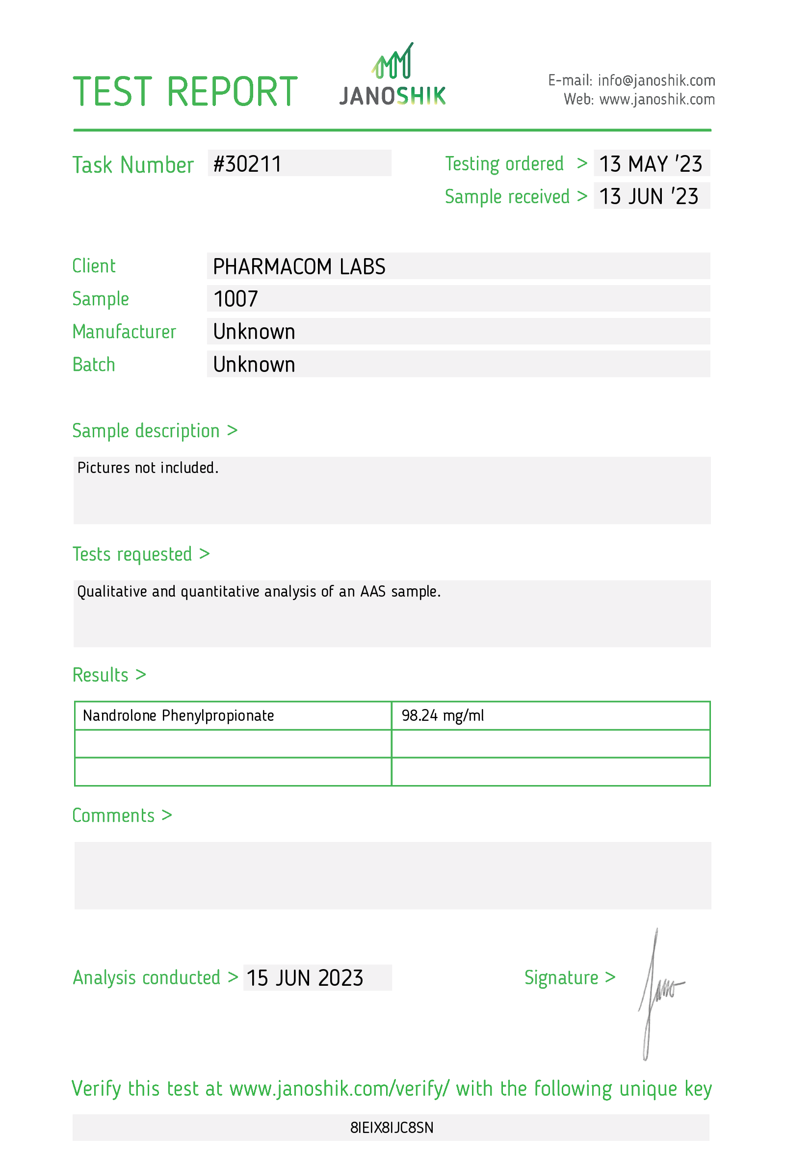 PharmaNan Ph 100 - Jano Test