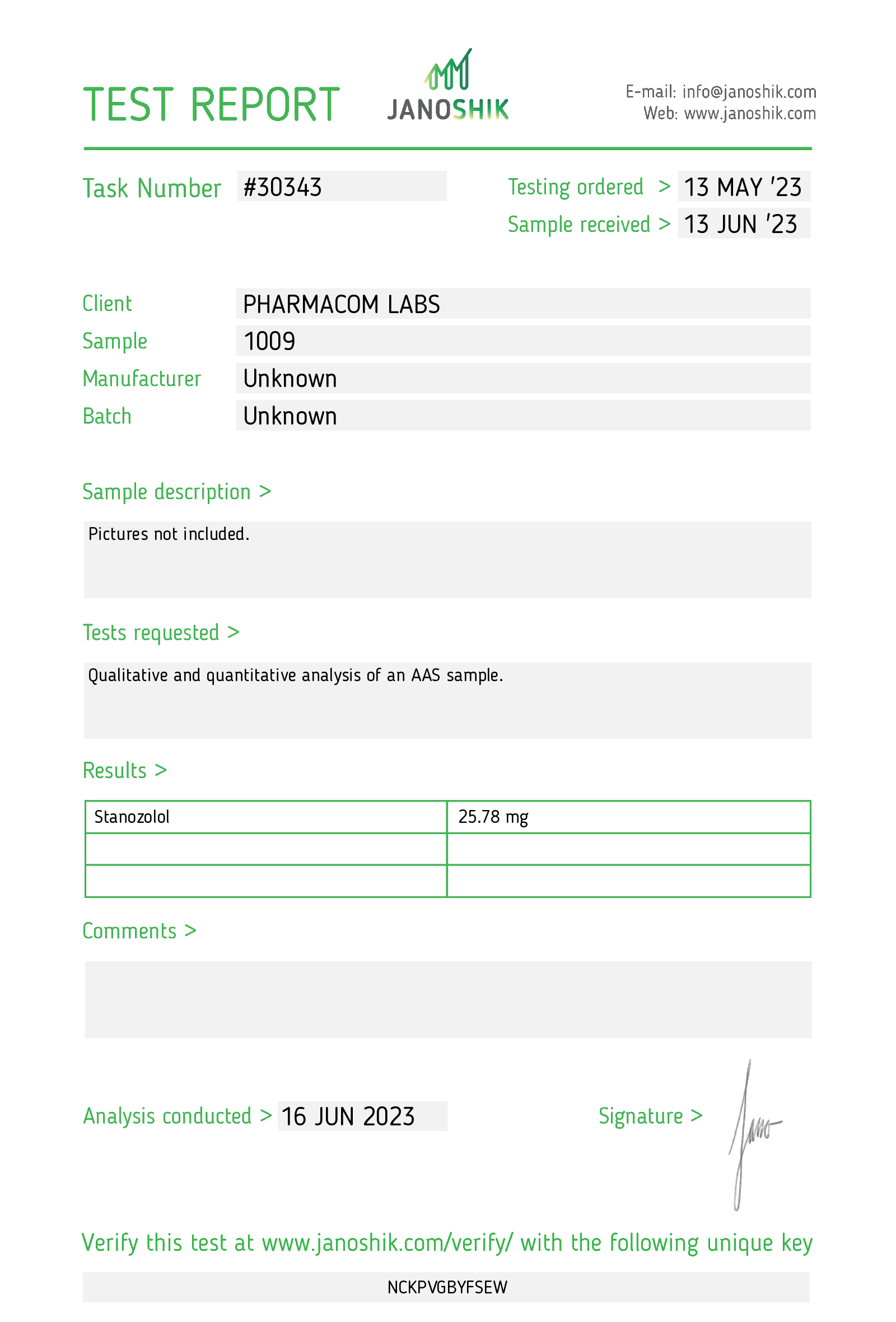 Stanos 25 - Jano Test